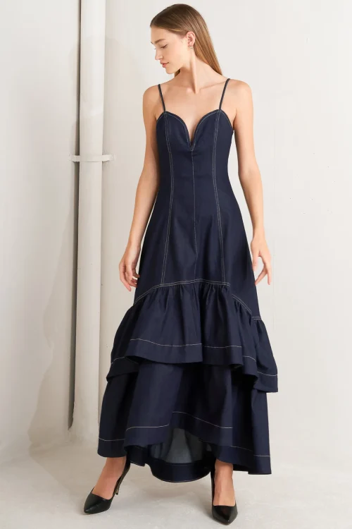 Alternative view of ELEGANCE DENIM MIDI DRESS